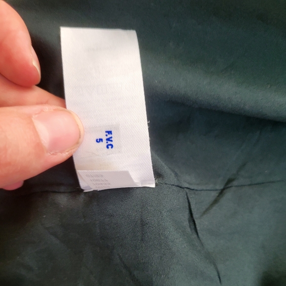 LOFT metallic foil pattern emerald green silver festive party dress puff sleeve - Picture 10 of 15